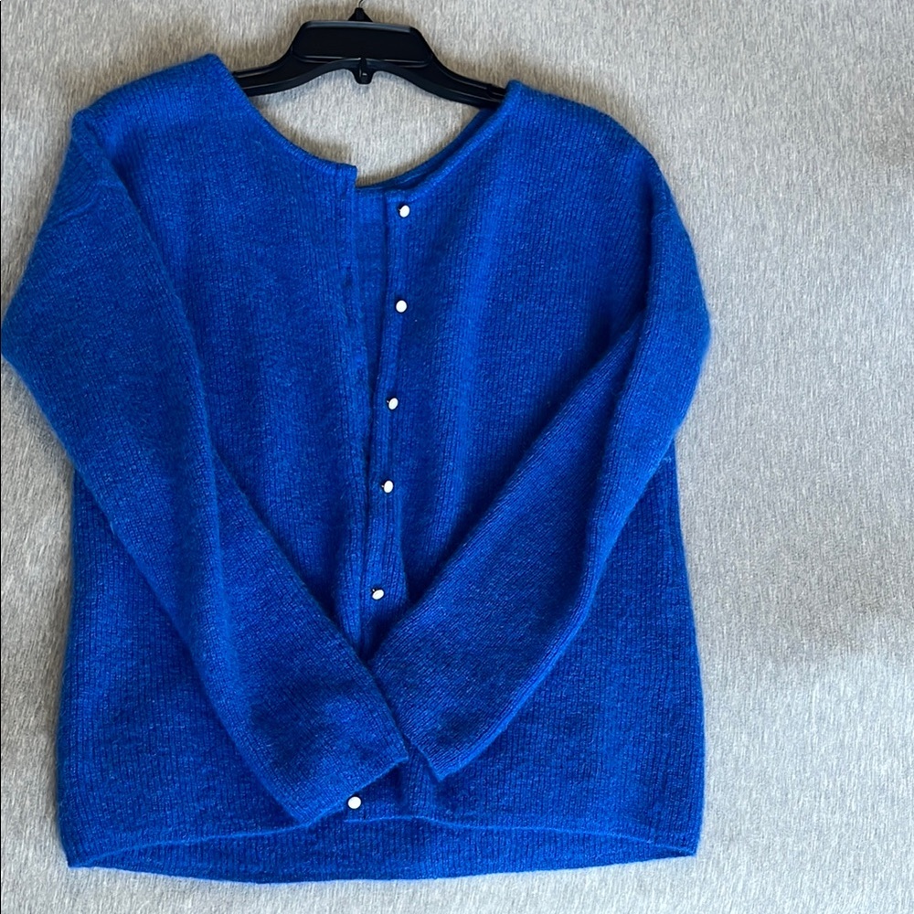 Sezane Blue Cardigan Sweater Classic Knit